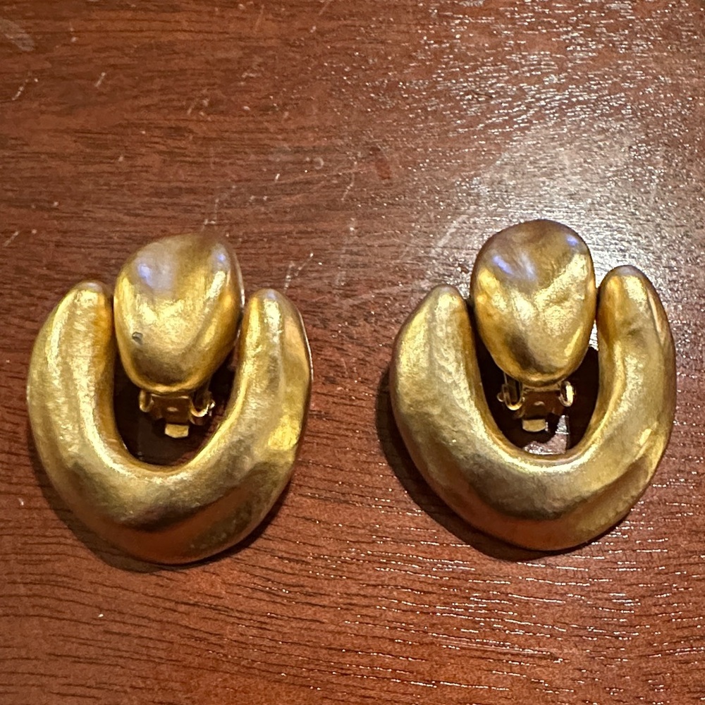 Vintage Chunky Door Knocker Clip on Earrings